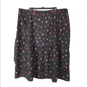 NWT Influence Floral Print Midi Skirt Black Tier